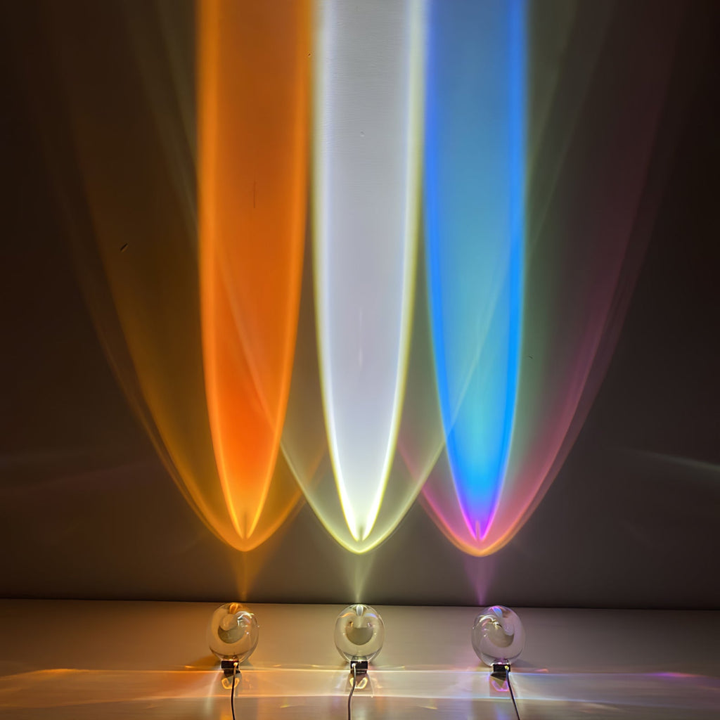 Ova | Crystal Glass Table Lamp, Oval Stone LED Accent Lamp, Sunset Projection Light for Bedroom