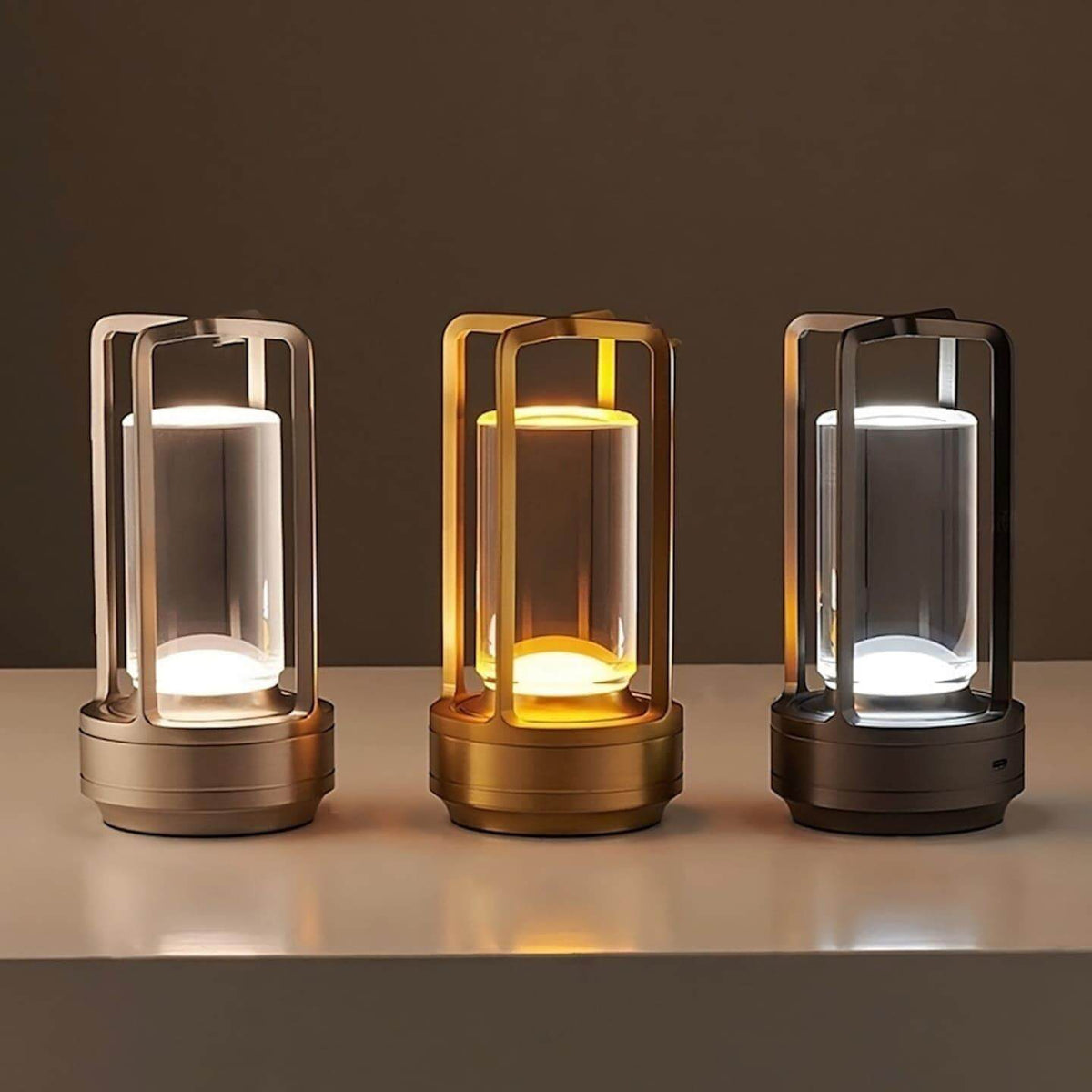 Glint | Mini Cordless LED Table Lamp, Portable Lantern Lamp in Gold, Black or Silver