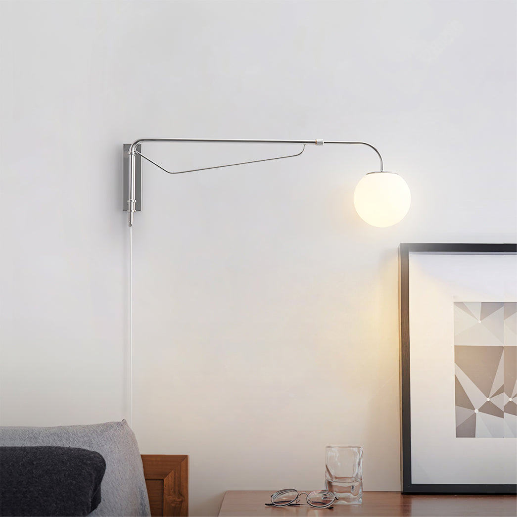Bellman | Plug In Wall Sconce, Swing Arm Wall Lamp, Adjustable Globe Reading Light