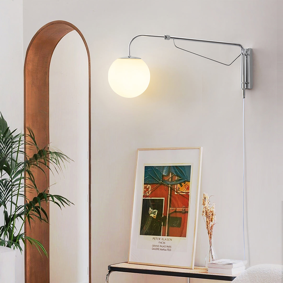 Bellman | Plug In Wall Sconce, Swing Arm Wall Lamp, Adjustable Globe Reading Light