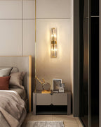 Bepuzz | Crystal Wall Sconce, Art Deco Brass Wall Light, Bathroom Vanity and Hallway Wall Lamp