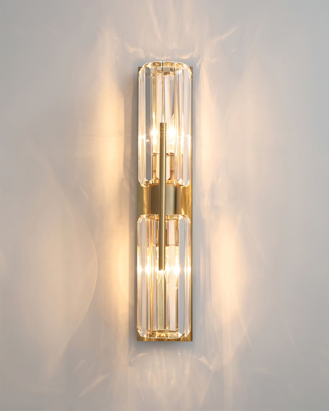 Bepuzz | Crystal Wall Sconce, Art Deco Brass Wall Light, Bathroom Vanity and Hallway Wall Lamp