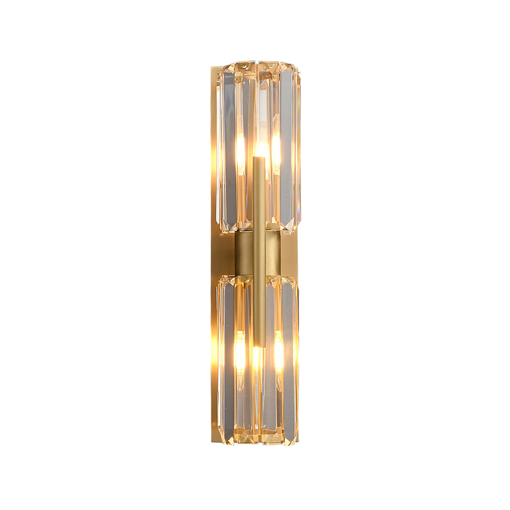 Bepuzz | Crystal Wall Sconce, Art Deco Brass Wall Light, Bathroom Vanity and Hallway Wall Lamp