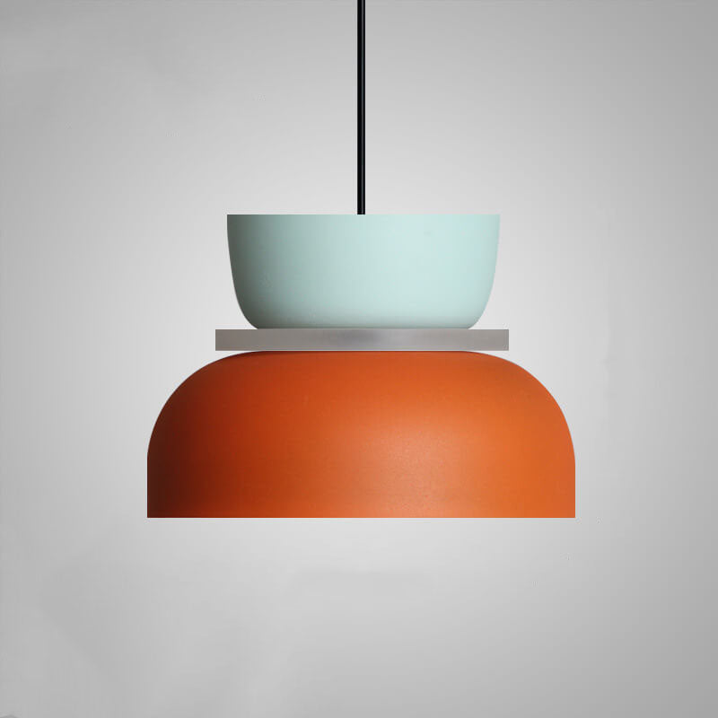 Sorbet | Colorful Pendant Light, Two Tone Metal Dome Hanging Lamp for Kitchen Island and Dining Room