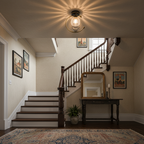 Perch | Ceramic Bird Semi Flush Mount Ceiling Light, Glass Hallway Light Fixture in Brass or Black