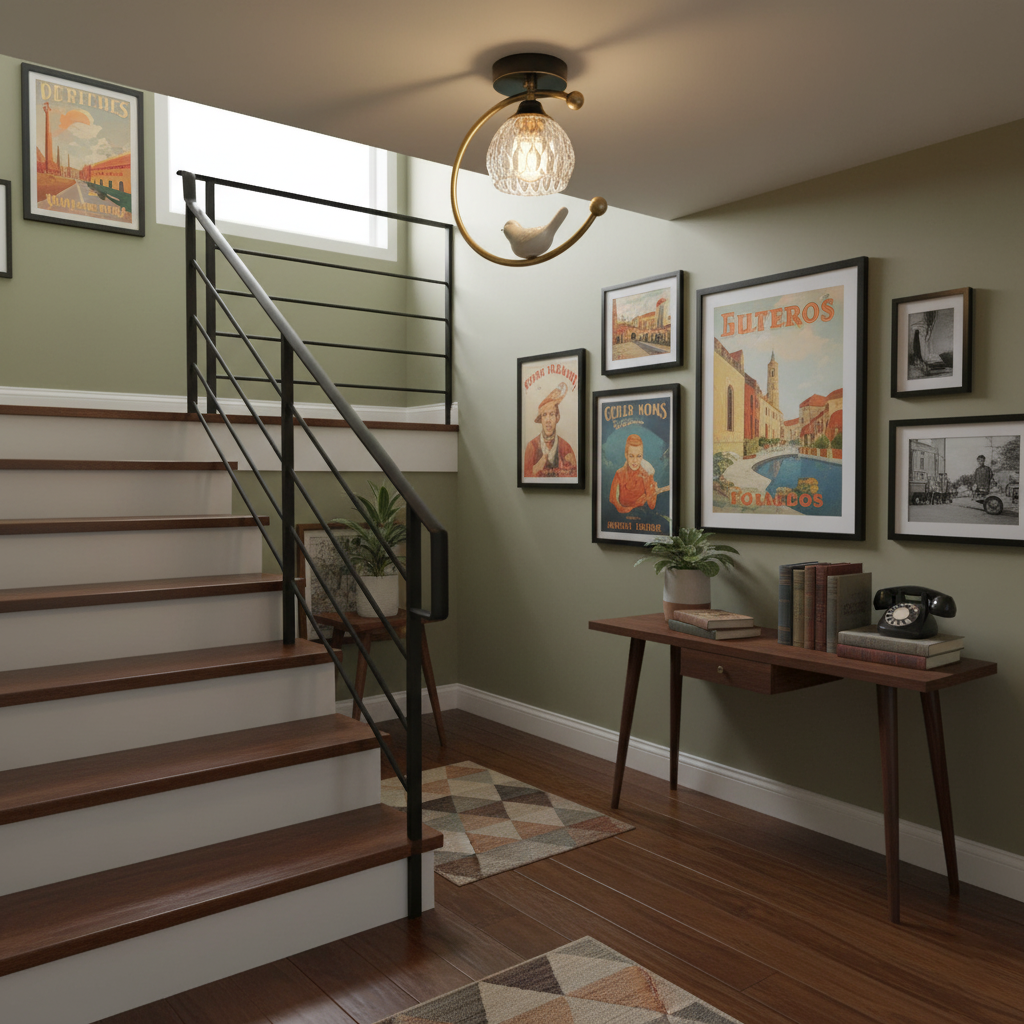 Perch | Ceramic Bird Semi Flush Mount Ceiling Light, Glass Hallway Light Fixture in Brass or Black