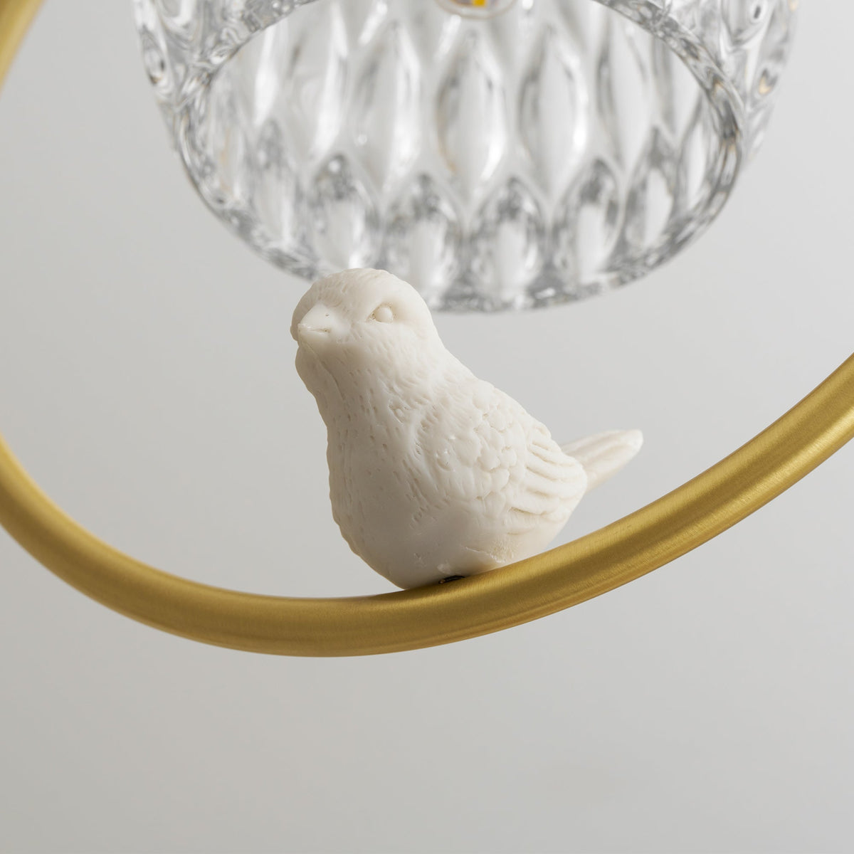 Perch | Ceramic Bird Semi Flush Mount Ceiling Light, Glass Hallway Light Fixture in Brass or Black