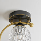 Perch | Ceramic Bird Semi Flush Mount Ceiling Light, Glass Hallway Light Fixture in Brass or Black
