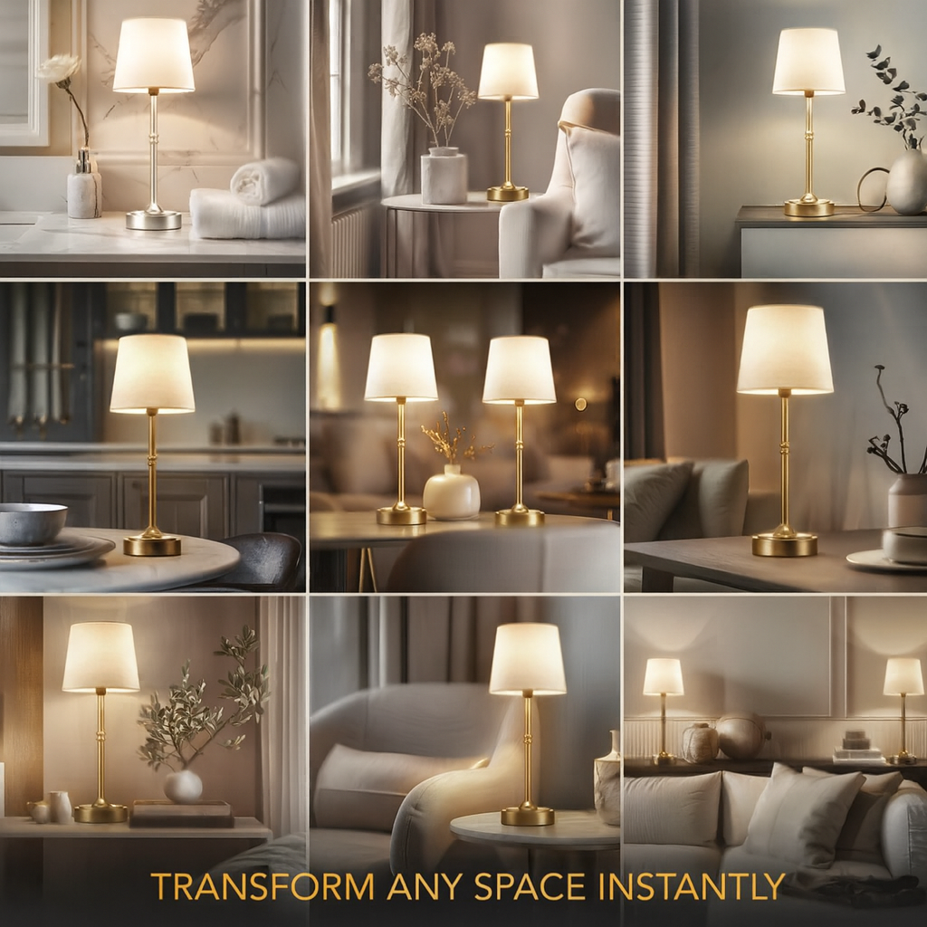 Budapest | Cordless Fabric Shade Table Lamp for Bedside and Living Room