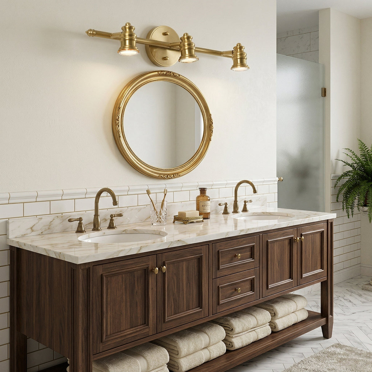 Beaumont | Brass Spotlight Vanity Light Bar, Adjustable Wall Light