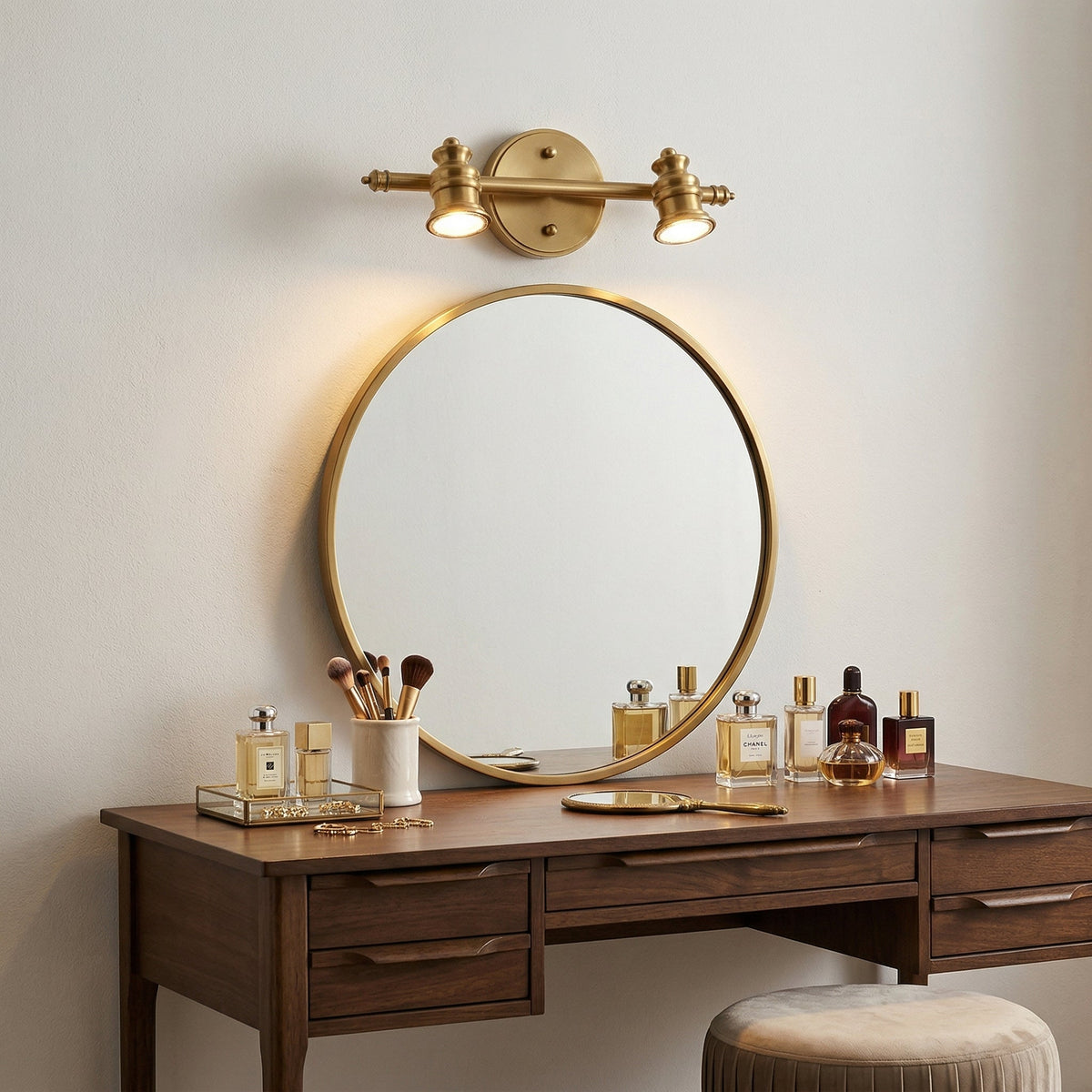 Beaumont | Brass Spotlight Vanity Light Bar, Adjustable Wall Light