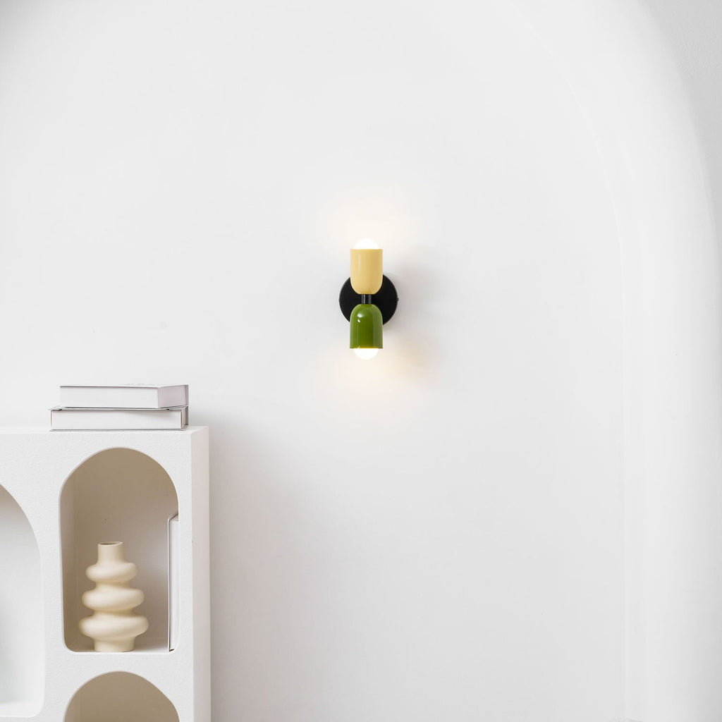 Duet | Two Tone Wall Lamp, Colorful Up Down Wall Sconce, Mid Century Modern Bedside Wall Light