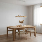 Sienna Bird | Linear Pendant Light with Birds, Wood LED Kitchen Island Chandelier, Dimmable Options