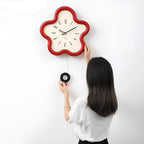 Blossom | Flower Wall Clock with Pendulum, Silent Decorative Clock, Cute Floral Clock for Bedroom