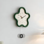 Blossom | Flower Wall Clock with Pendulum, Silent Decorative Clock, Cute Floral Clock for Bedroom