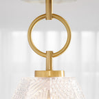 Diamond Cut | Art Deco Brass Ceiling Light, Faceted Glass Semi Flush Mount for Hallway and Bedroom