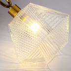 Diamond Cut | Art Deco Brass Ceiling Light, Faceted Glass Semi Flush Mount for Hallway and Bedroom