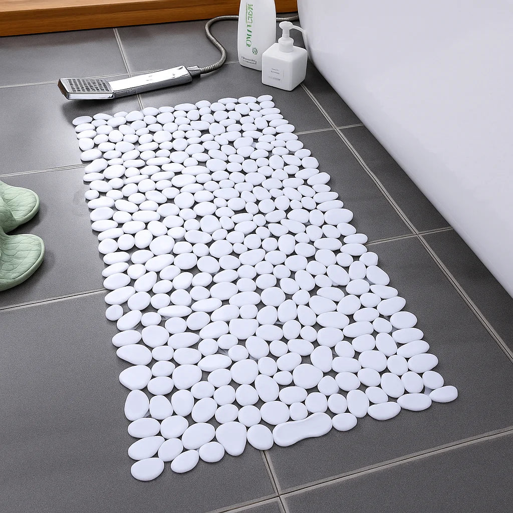 Pebble | Non Slip Stone Bath Mat, Suction Cup River Rock Shower Mat