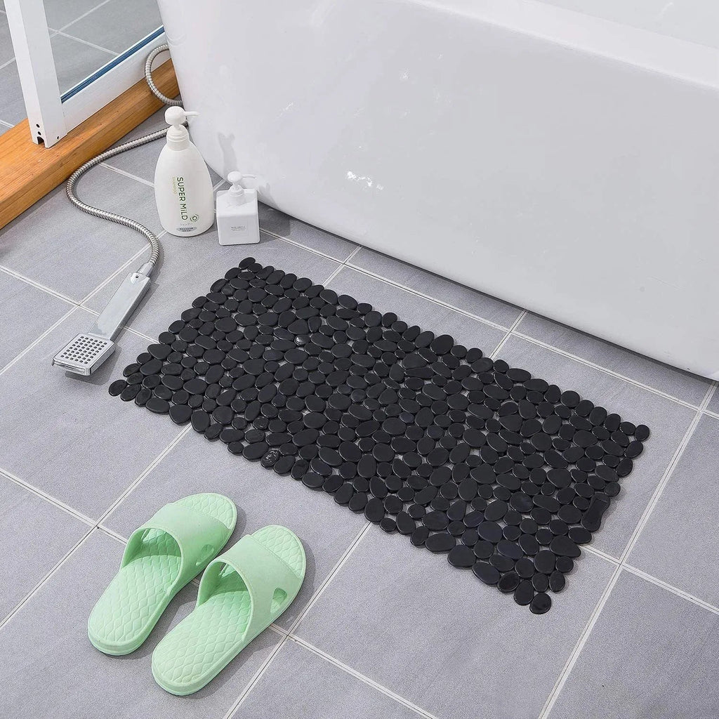 Pebble | Non Slip Stone Bath Mat, Suction Cup River Rock Shower Mat