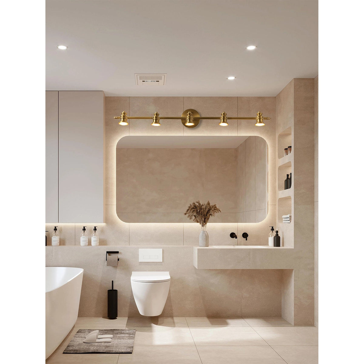 Beaumont | Brass Spotlight Vanity Light Bar, Adjustable Wall Light