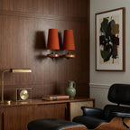Tamsin | Walnut Wall Sconce, Fabric Shade Bedside Wall Lamp