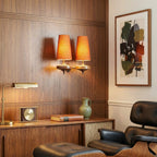 Tamsin | Walnut Wall Sconce, Fabric Shade Bedside Wall Lamp