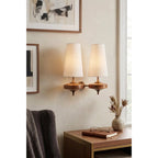 Tamsin | Walnut Wall Sconce, Fabric Shade Bedside Wall Lamp