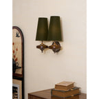 Tamsin | Walnut Wall Sconce, Fabric Shade Bedside Wall Lamp