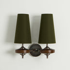 Tamsin | Walnut Wall Sconce, Fabric Shade Bedside Wall Lamp