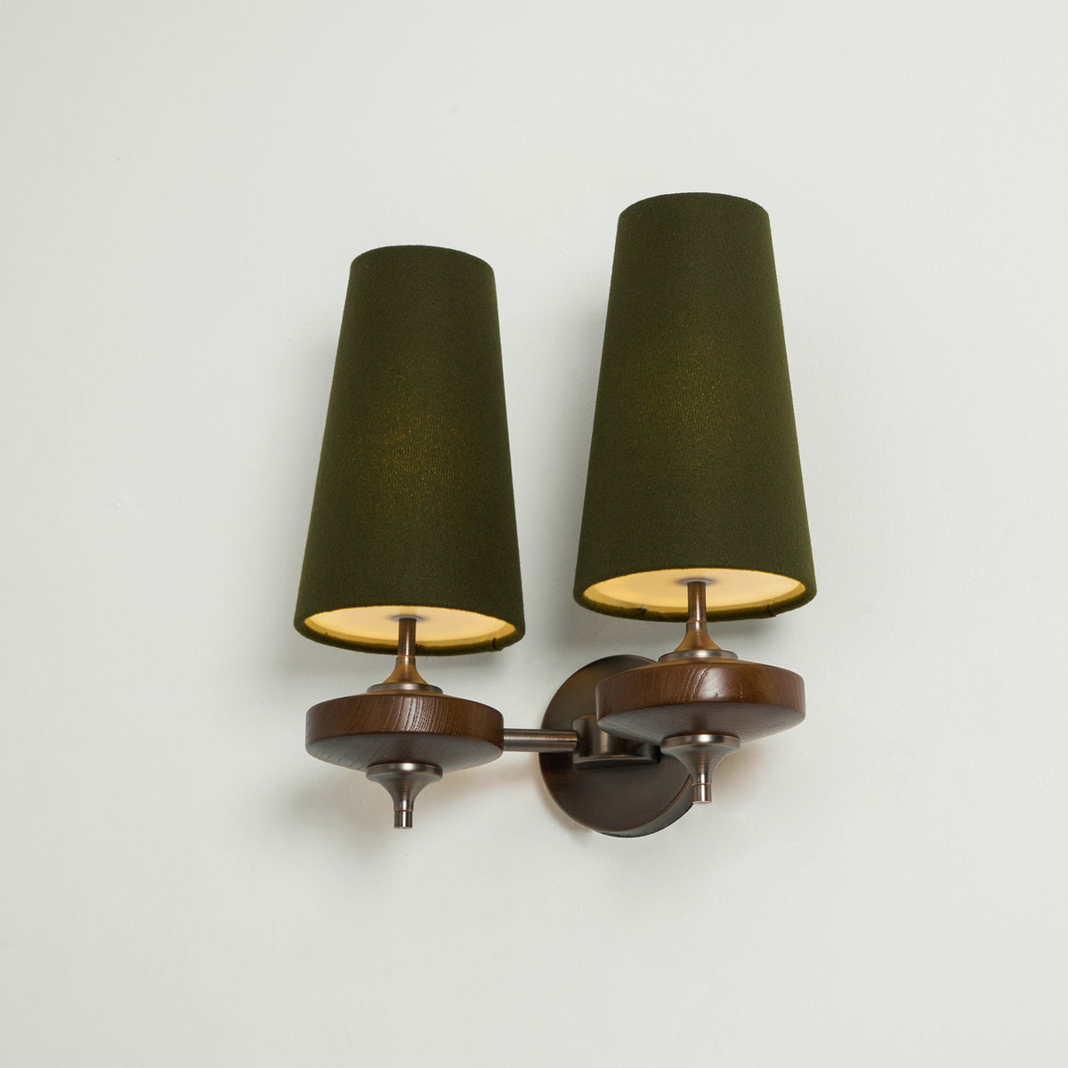 Tamsin | Walnut Wall Sconce, Fabric Shade Bedside Wall Lamp