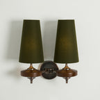 Tamsin | Walnut Wall Sconce, Fabric Shade Bedside Wall Lamp