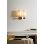Tamsin | Walnut Wall Sconce, Fabric Shade Bedside Wall Lamp