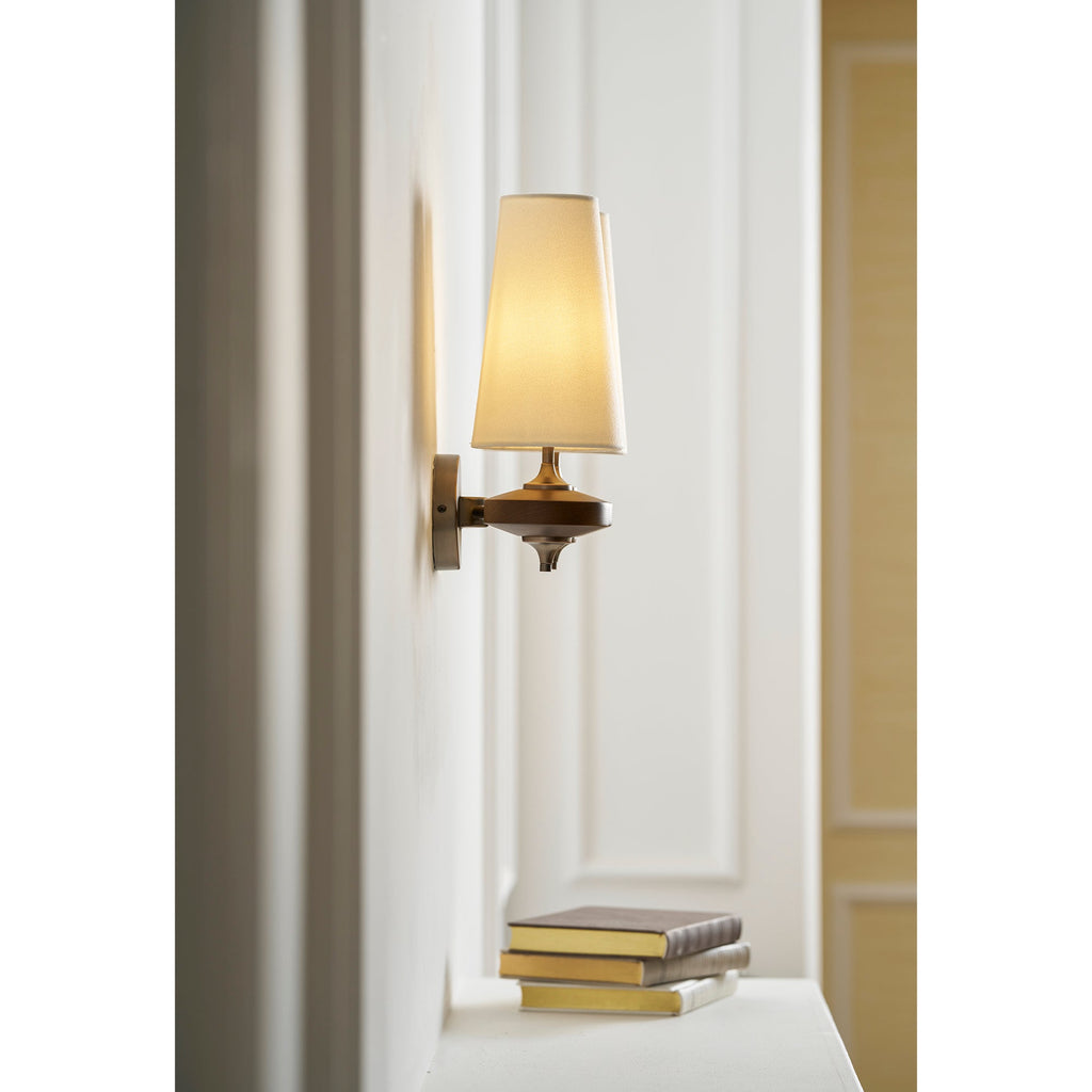 Tamsin | Walnut Wall Sconce, Fabric Shade Bedside Wall Lamp