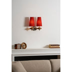 Tamsin | Walnut Wall Sconce, Fabric Shade Bedside Wall Lamp
