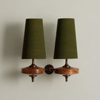 Tamsin | Walnut Wall Sconce, Fabric Shade Bedside Wall Lamp