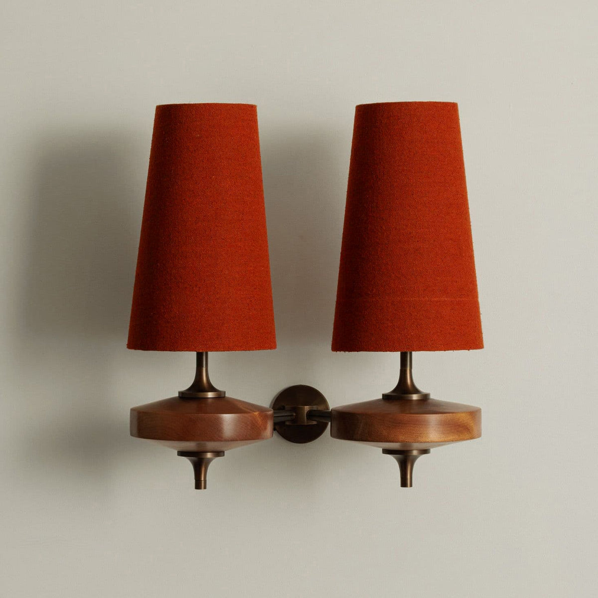 Tamsin | Walnut Wall Sconce, Fabric Shade Bedside Wall Lamp