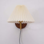 Hollis | Plug In Wall Sconce, Pleated Shade Wood Wall Lamp, Set of 2 Option