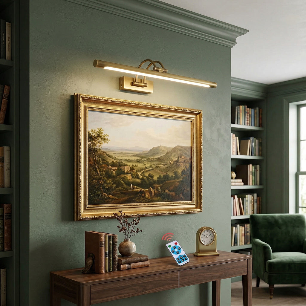 Easel | Rechargeable LED Picture Light with Remote, Brass