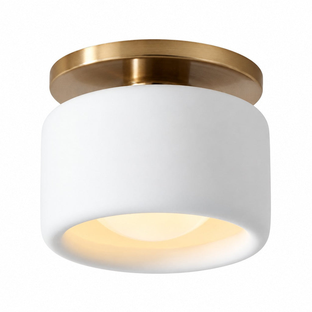Glaze | Porcelain Semi Flush Mount Ceiling Light, Colorful Ceramic Ceiling Lamp, Modern Brass Fixture