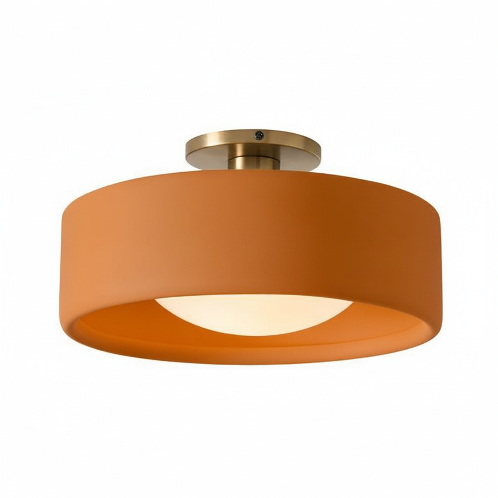 Glaze | Porcelain Semi Flush Mount Ceiling Light, Colorful Ceramic Ceiling Lamp, Modern Brass Fixture