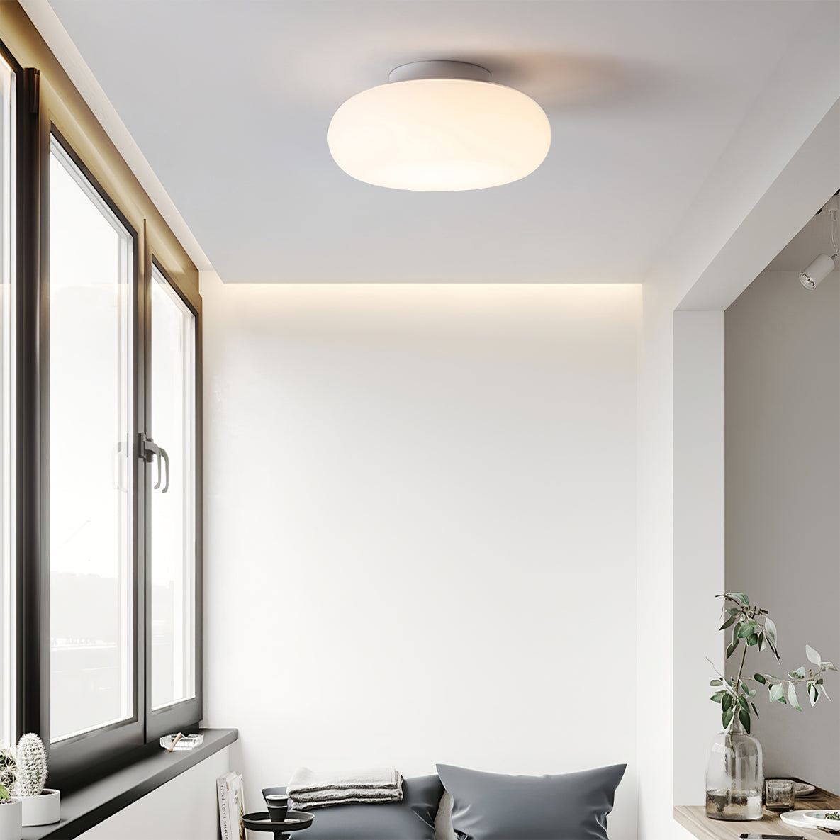 Maga | Modern Flush Mount Ceiling Light, White Pebble LED Ceiling Lamp for Bedroom and Hallway