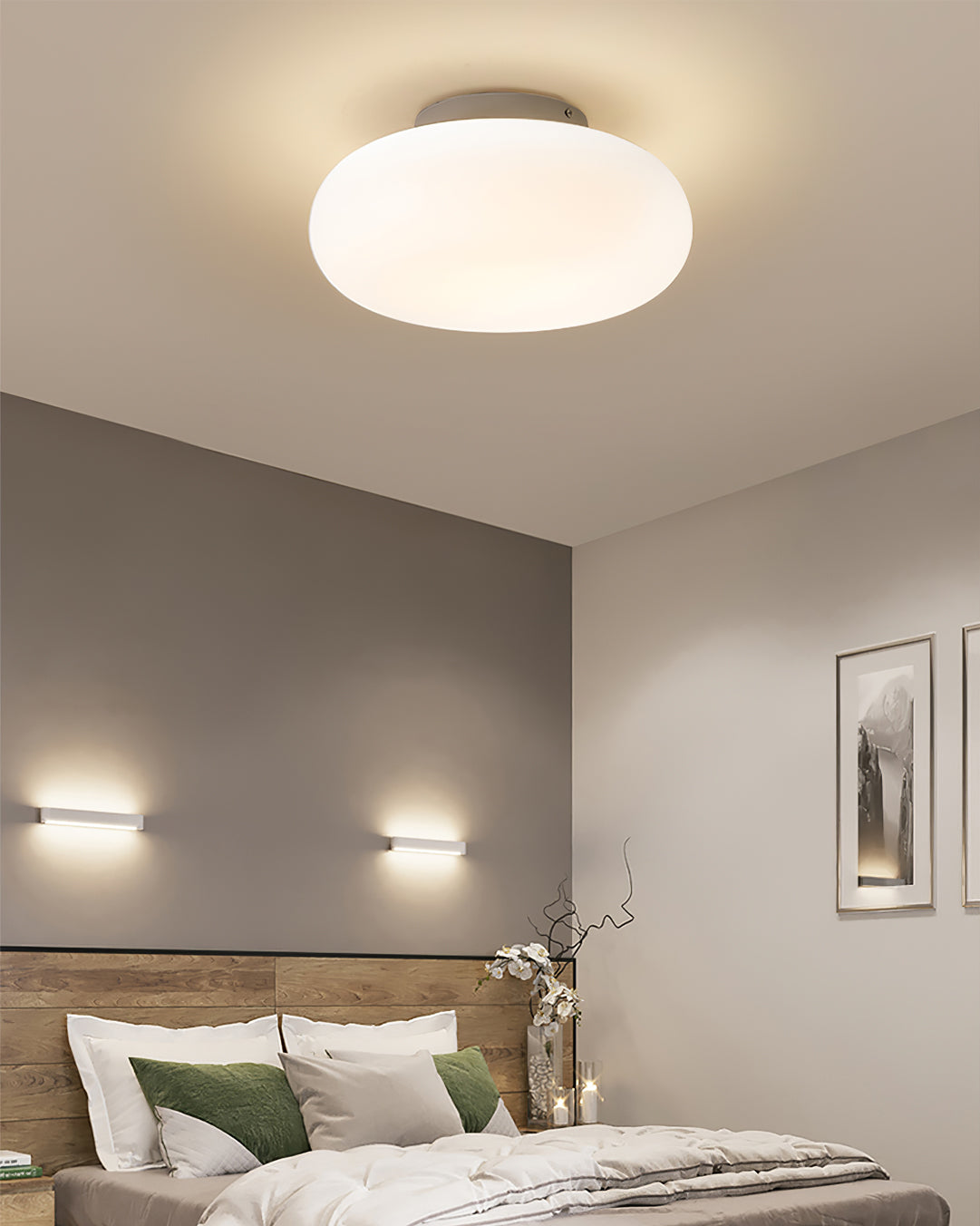 Maga | Modern Flush Mount Ceiling Light, White Pebble LED Ceiling Lamp for Bedroom and Hallway