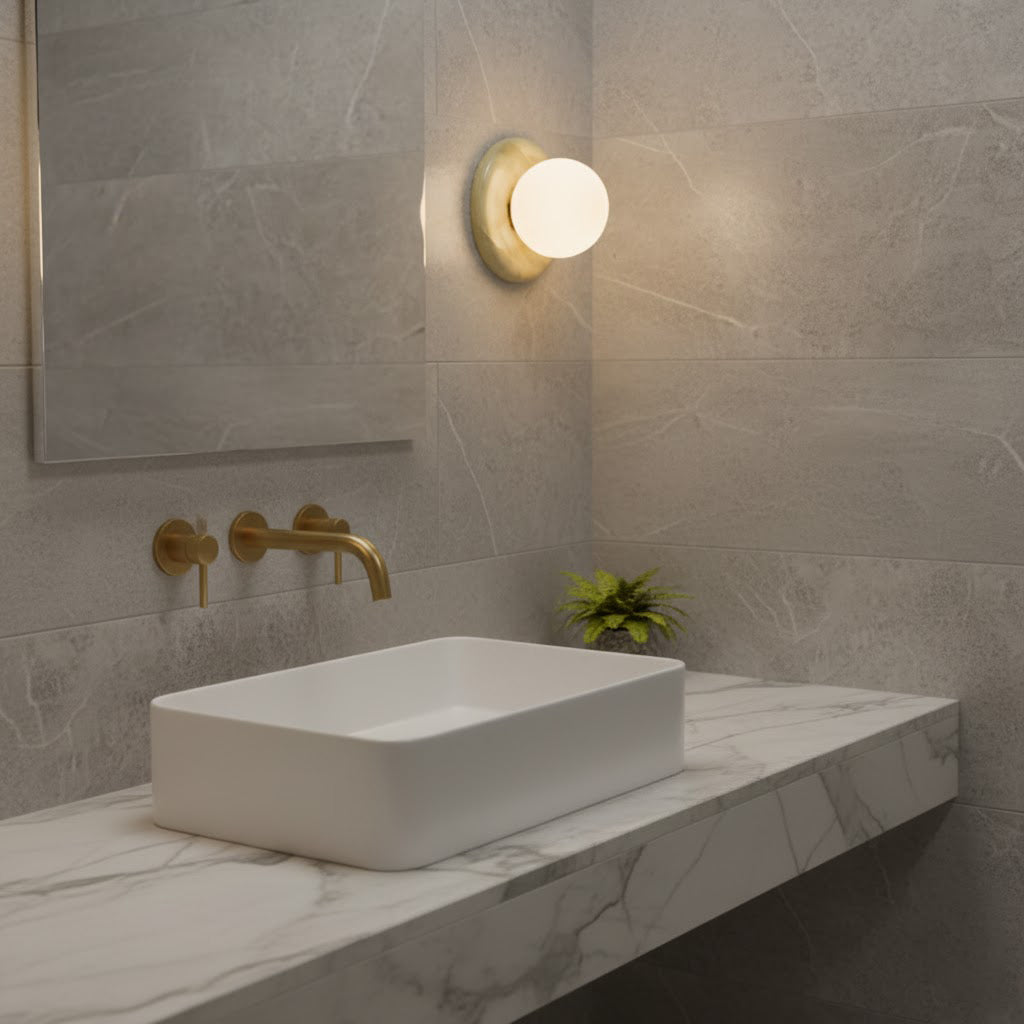 Orla | Onyx Wall Sconce, Natural Stone Globe Wall Light