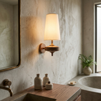 Tamsin | Walnut Wall Sconce, Fabric Shade Bedside Wall Lamp