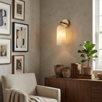 Corinth | Alabaster Wall Sconce, Cylinder Stone Wall Light in Gold, Bronze or Nickel