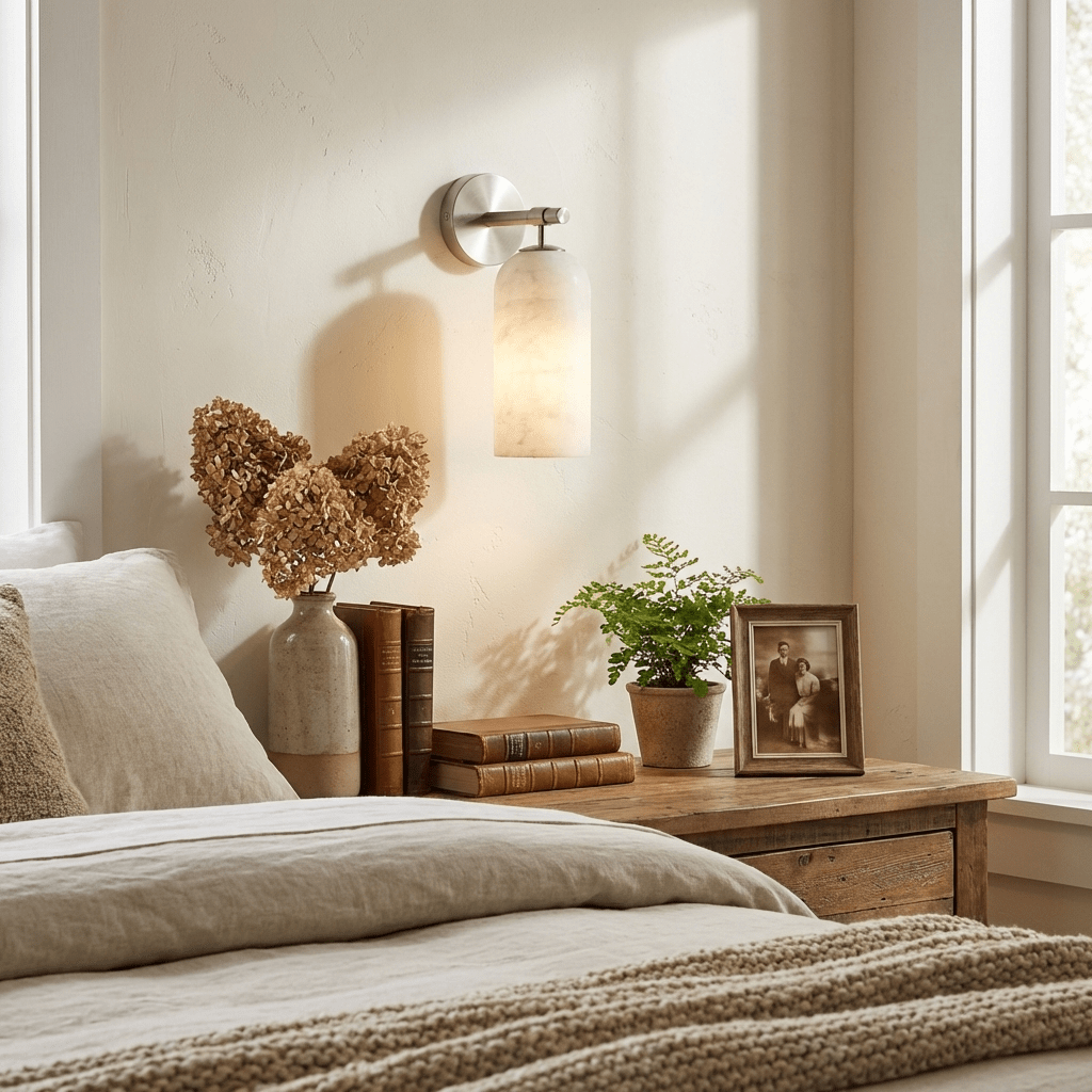 Corinth | Alabaster Wall Sconce, Cylinder Stone Wall Light in Gold, Bronze or Nickel