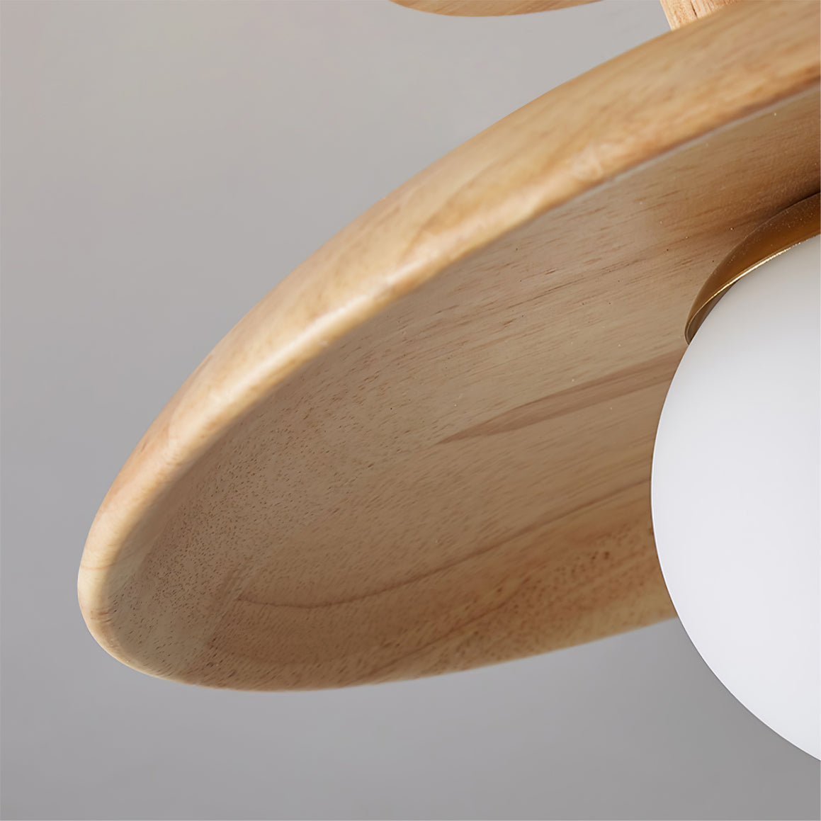 Plafon | Wood Flush Mount Ceiling Light, Low Profile Globe Light Fixture for Hallway and Entryway