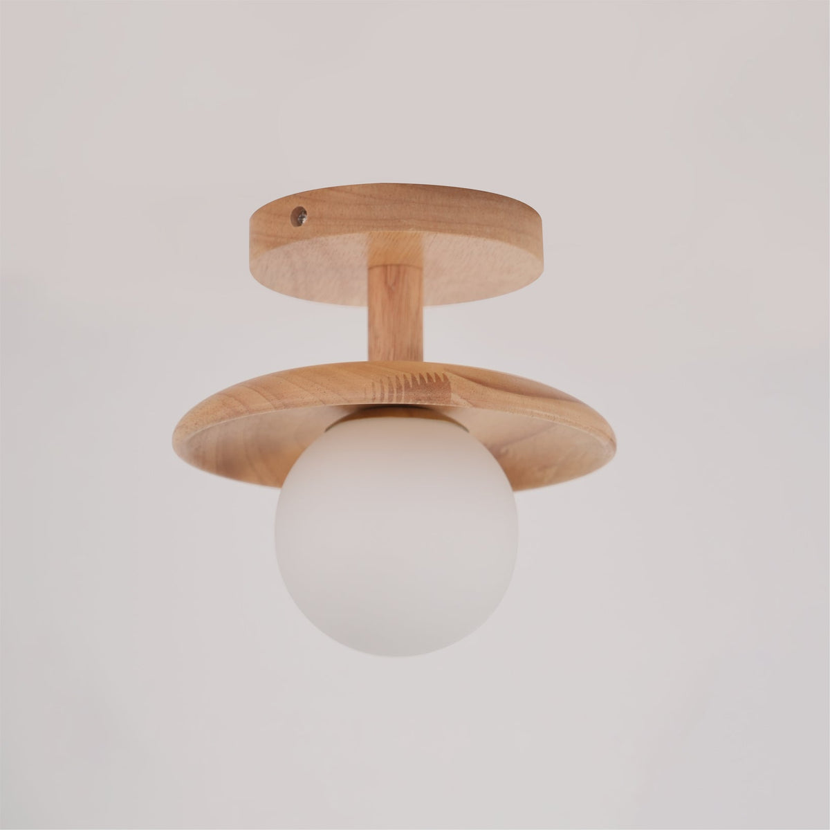 Plafon | Wood Flush Mount Ceiling Light, Low Profile Globe Light Fixture for Hallway and Entryway