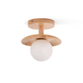 Plafon | Wood Flush Mount Ceiling Light, Low Profile Globe Light Fixture for Hallway and Entryway