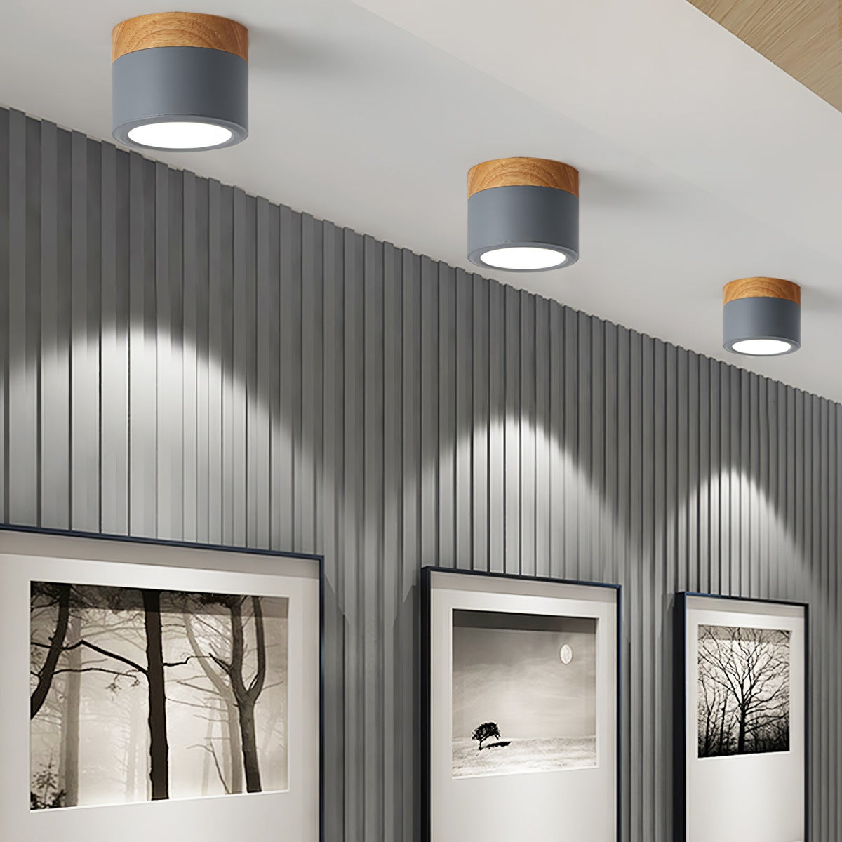 Plafonnier Spot | Wood LED Ceiling Spotlight, Surface Mount Downlight for Hallway, Closet and Living Room